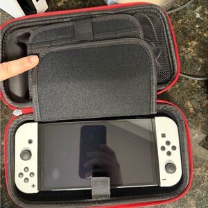 Nintendo Switch Mario Kart 8 OLED White Joy-Con Console with Red Travel Case